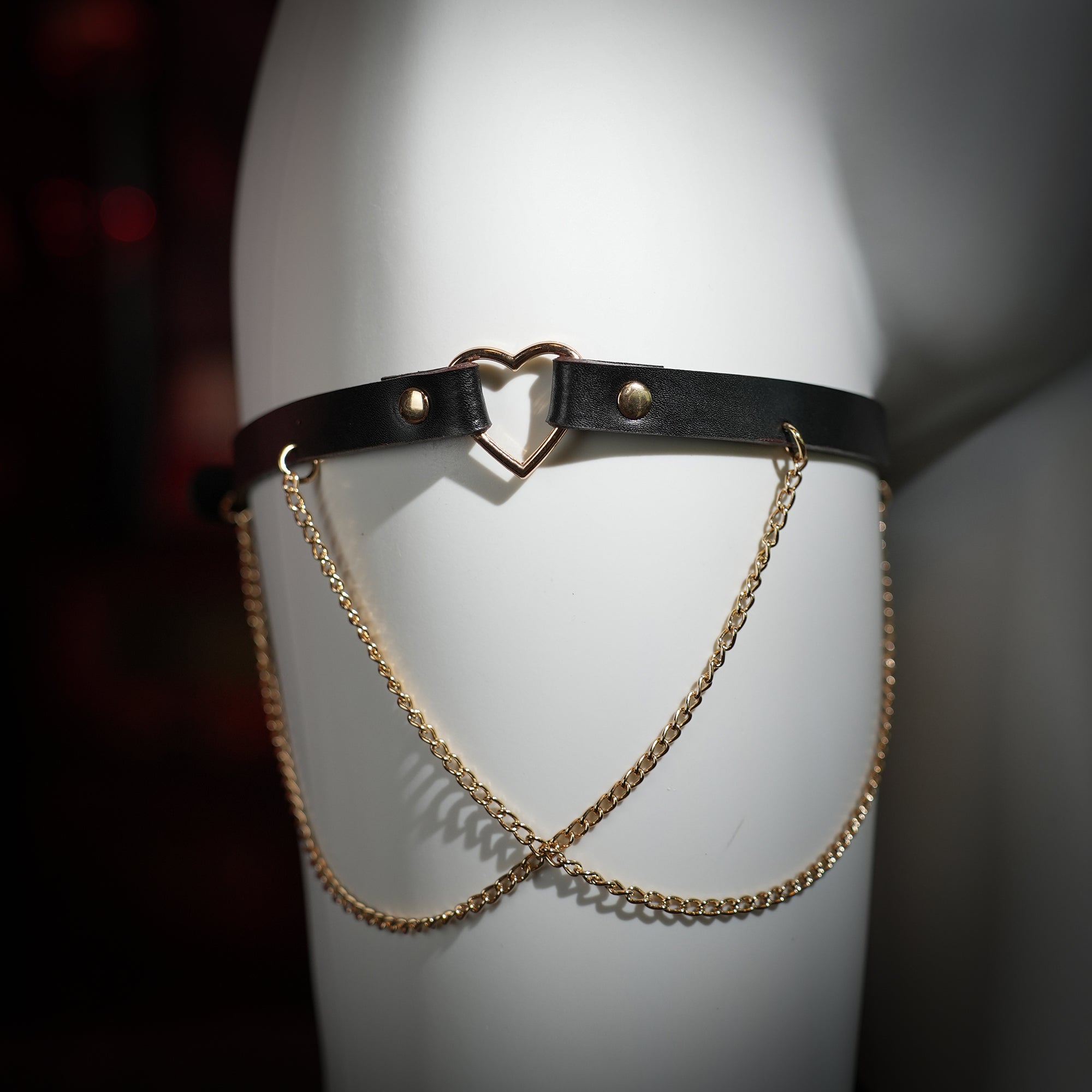 Leto Black Double Chain Leg Ring