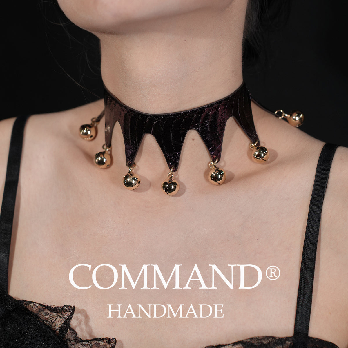 Jester’s Shatter Triangle Choker with Bell — Snakeskin