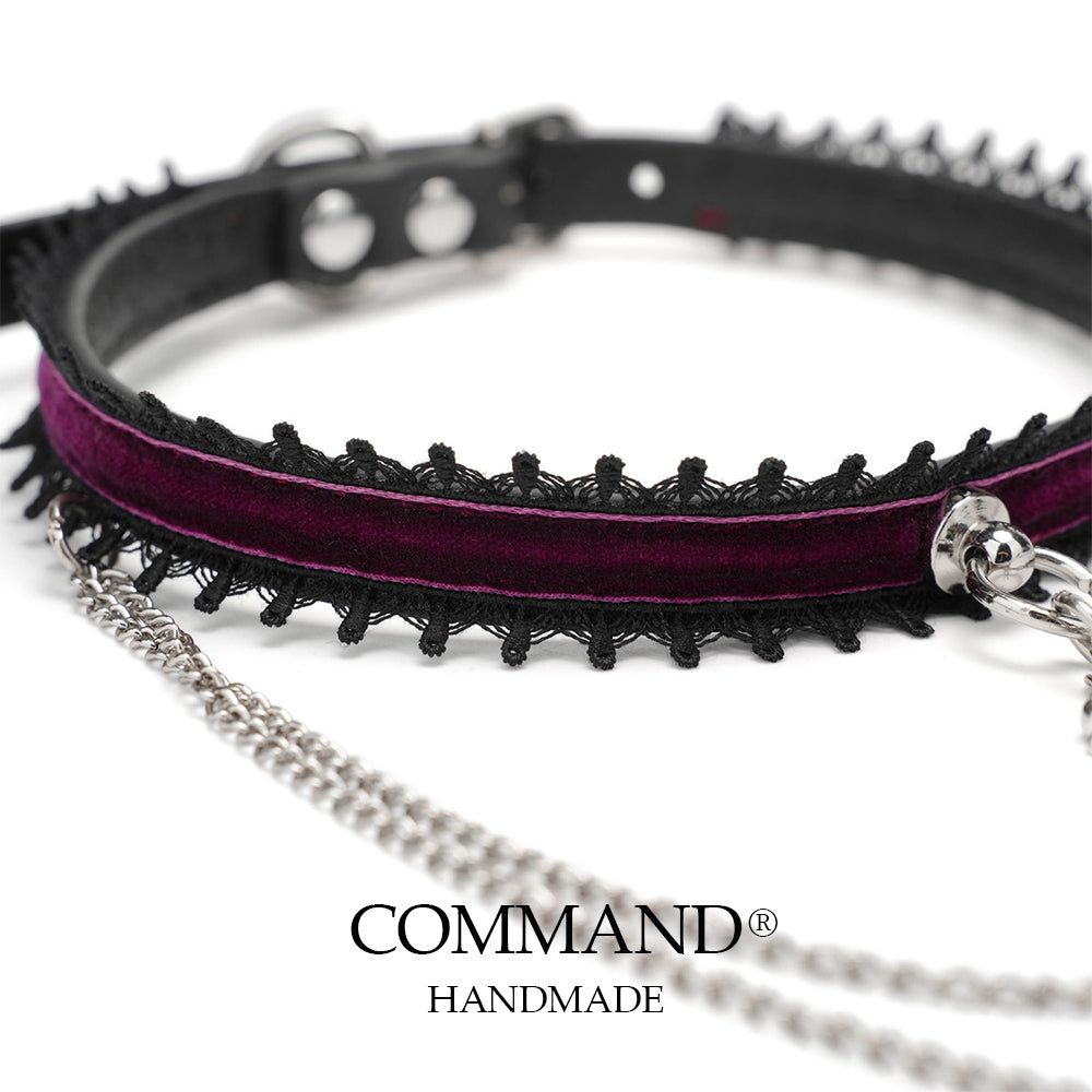 Mnemosyne Purple Velvet Chains Choker with Cross Charm