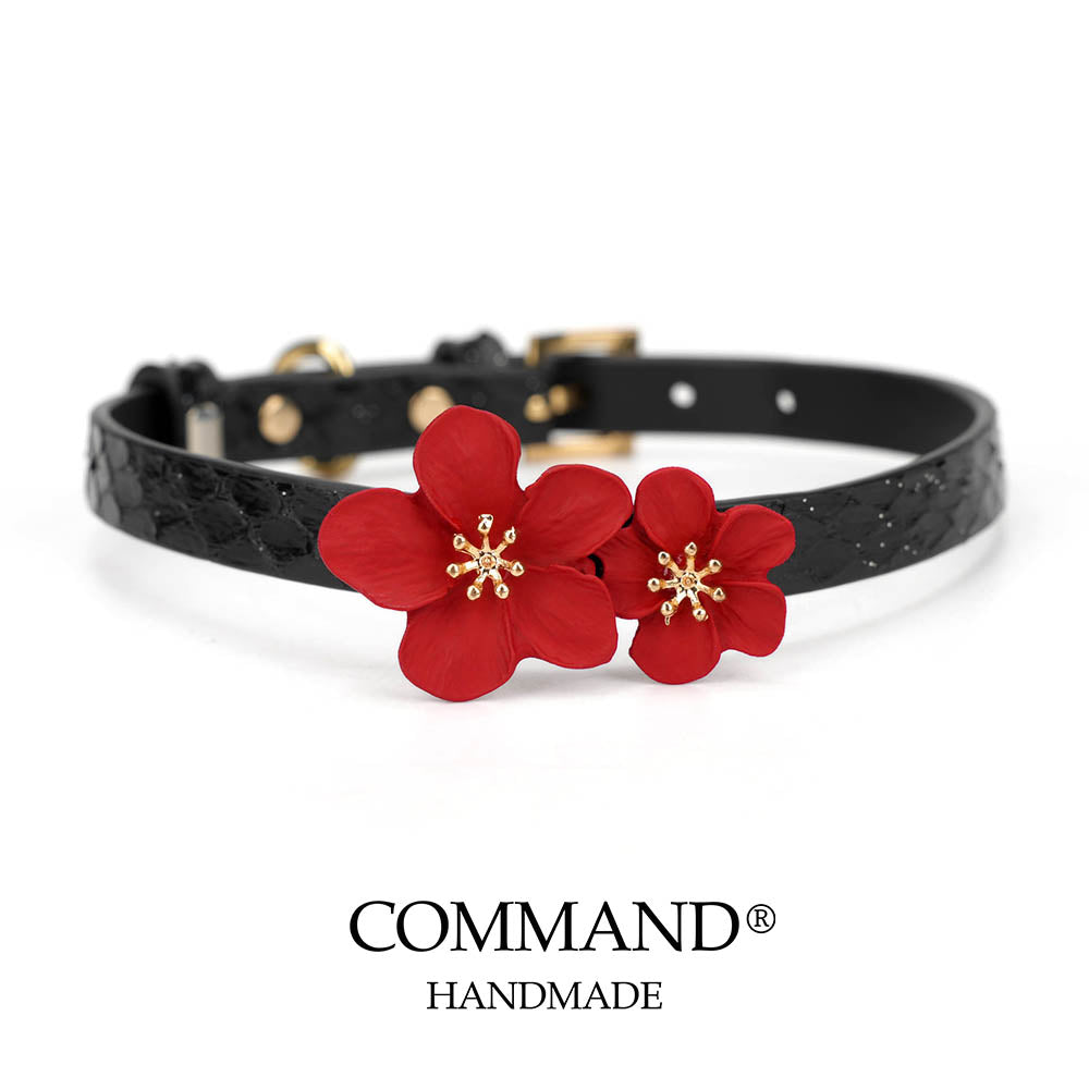 Twin Bloom Small Red Plum Flower Choker