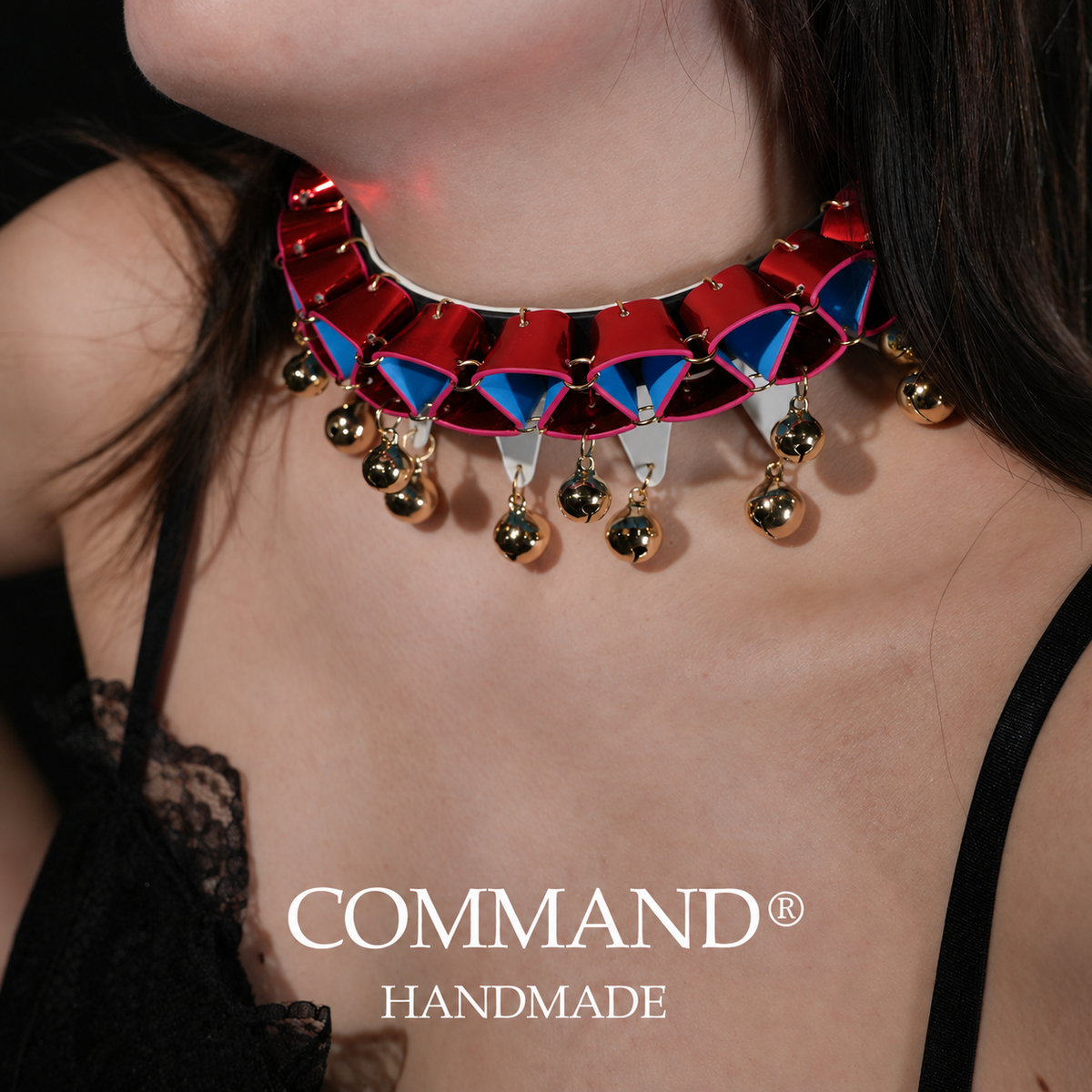 Jesterlet Mini Ruffle Triangle Choker with Bell