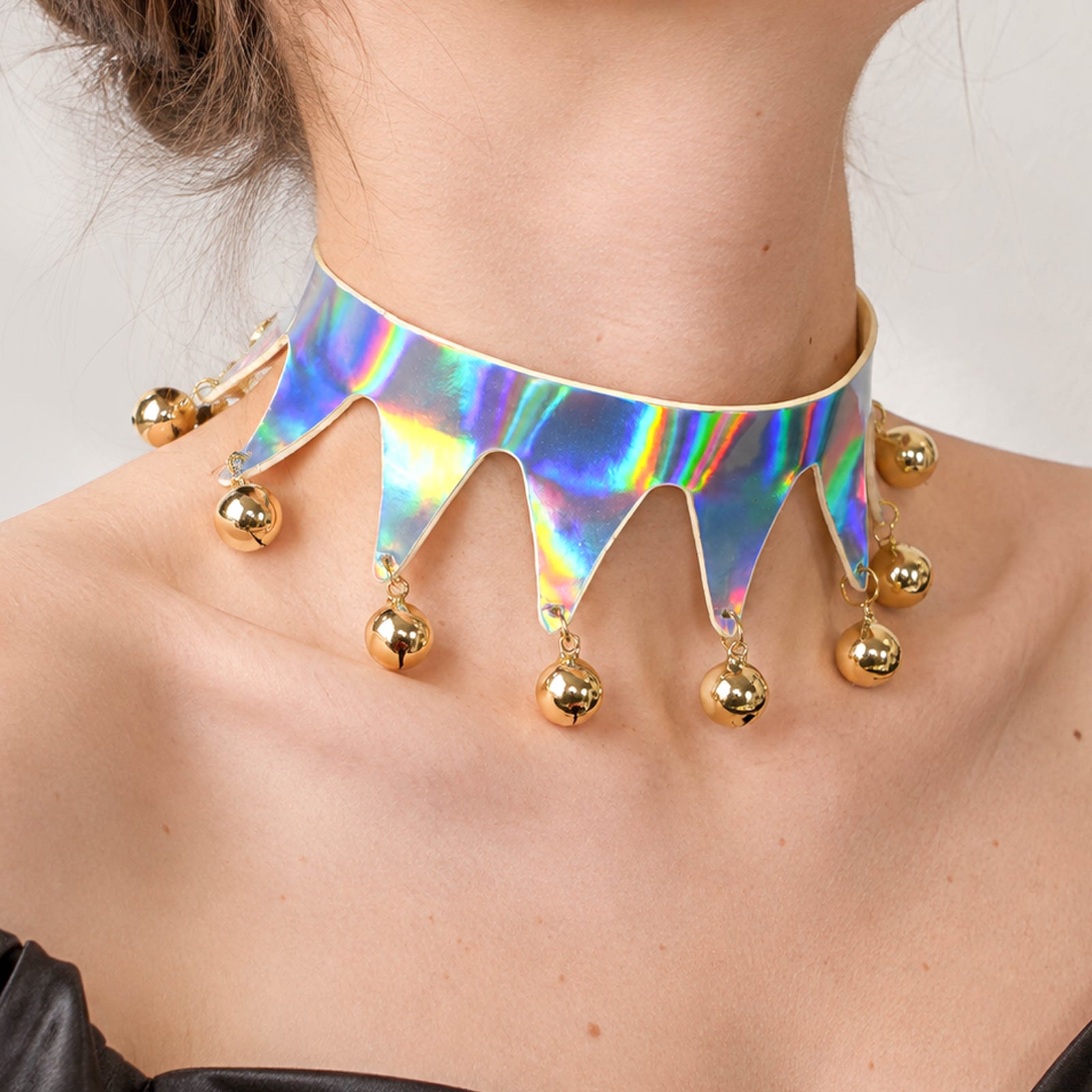 Jester’s Shatter Triangle Choker with Bell