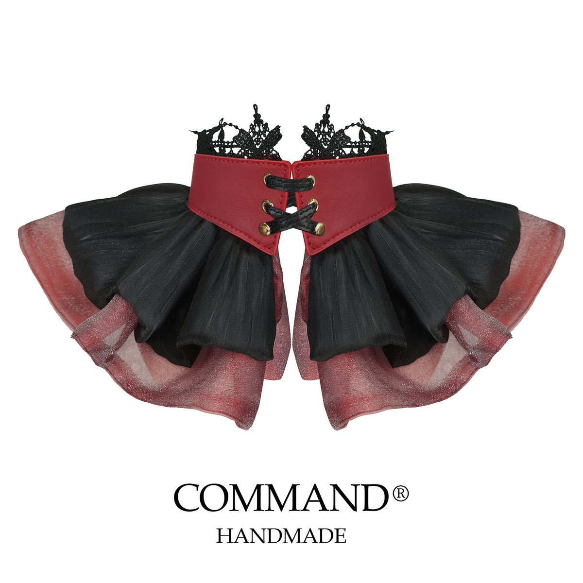 Jester’s Court Layered Ruffle Collar — Black & Red
