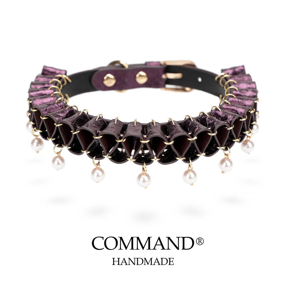 Persephone Baroque Pearl Ruffle Choker –Enchanted Leather Fold