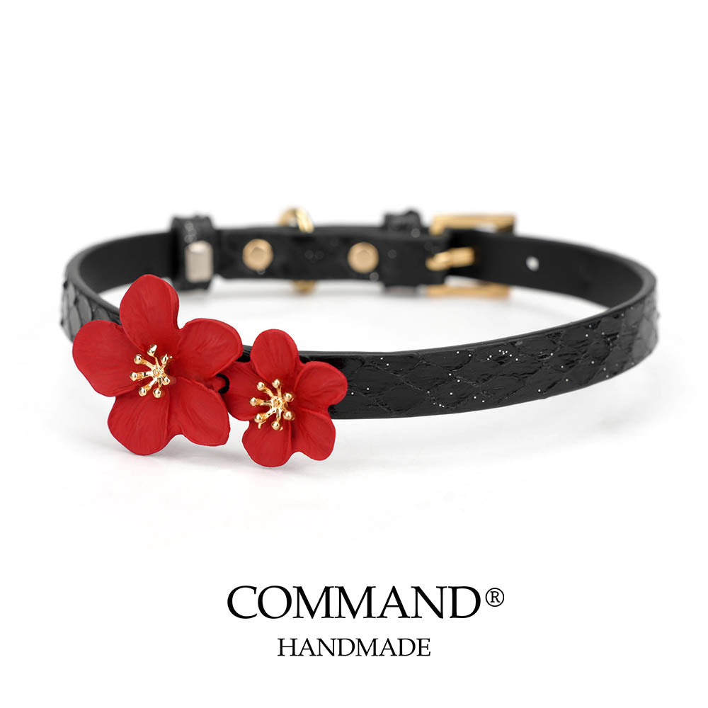Twin Bloom Small Red Plum Flower Choker