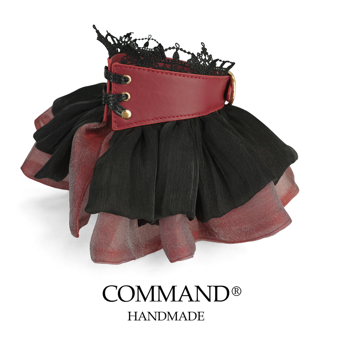 Jester’s Court Layered Ruffle Collar — Black & Red