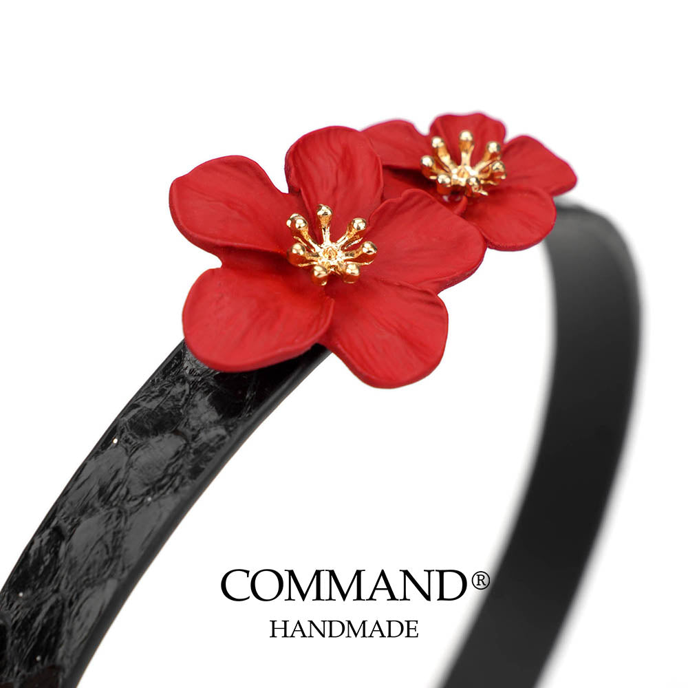 Twin Bloom Small Red Plum Flower Choker