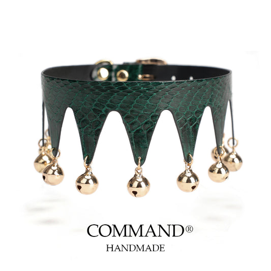 Jester’s Shatter Triangle Choker with Bell — Snakeskin