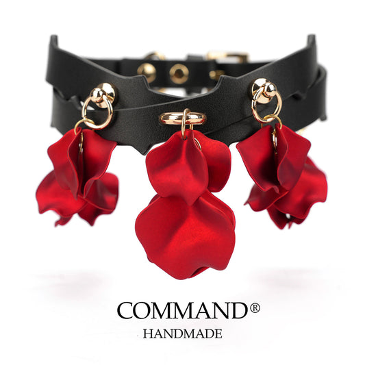 Everlasting Rose and Thorn Handmade Leather Flower Choker