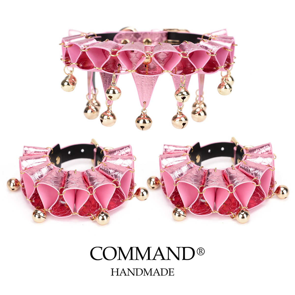 Jester Duo pink choker and wrist cuffs set