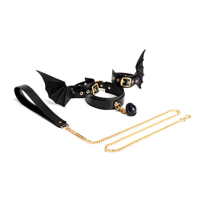 Devil Wings Collar Handcuffs Leather Set
